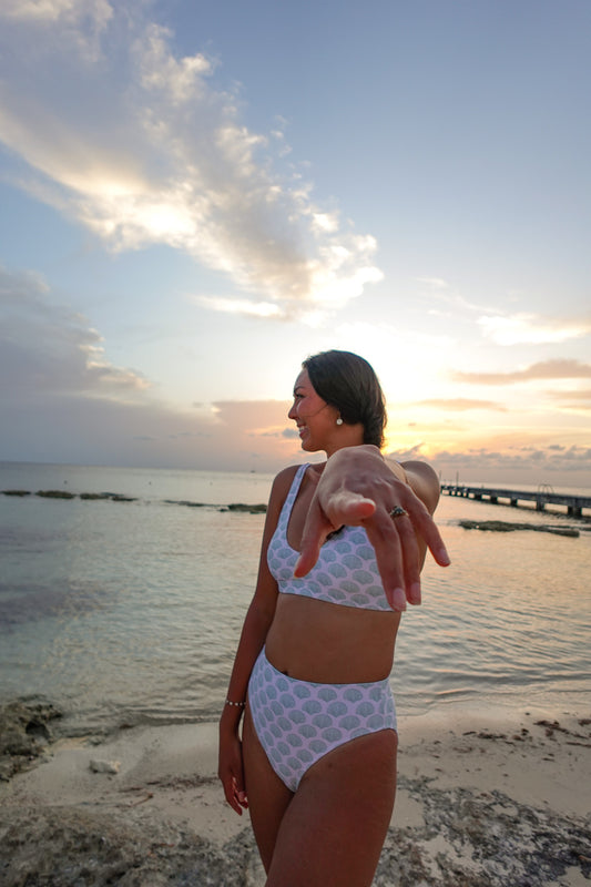 Scallop High-Waisted Bikini Set