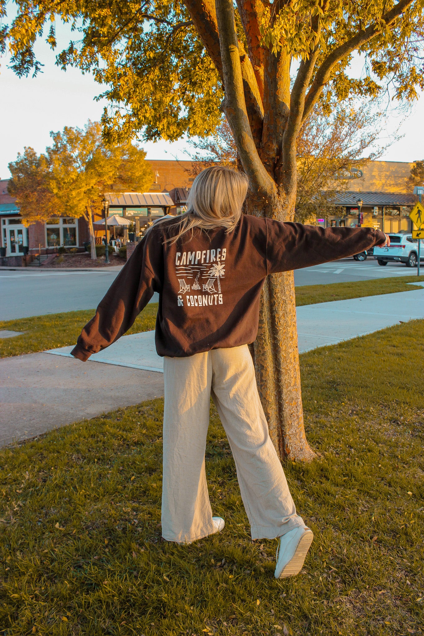 Campfires & Coconuts Brown Sweatshirt