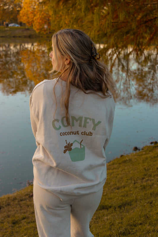 Comfy Coconut Club Sweatshirt | Beach Loungewear & Sweat Set