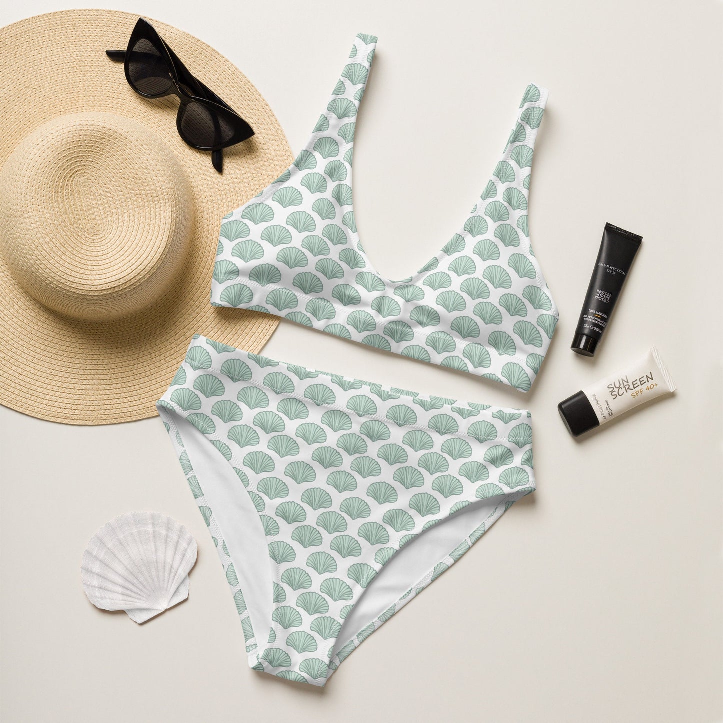 Scallop High-waisted Bikini Set