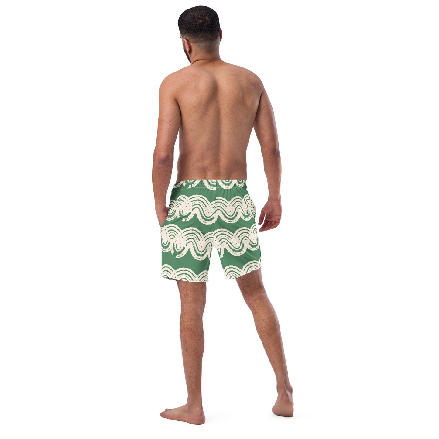 Green Matcha Swirl Men&#39;s swim trunks