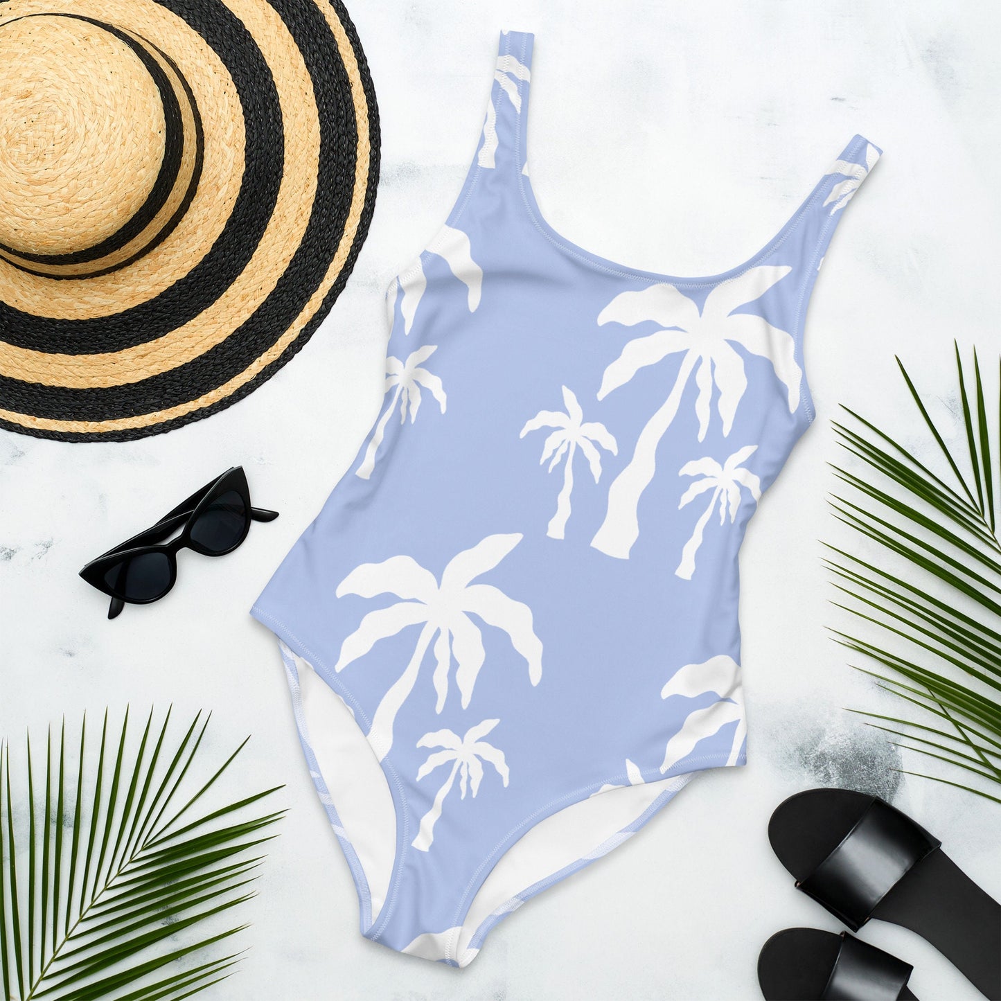 Purple Palm Tree One-Piece Swimsuit