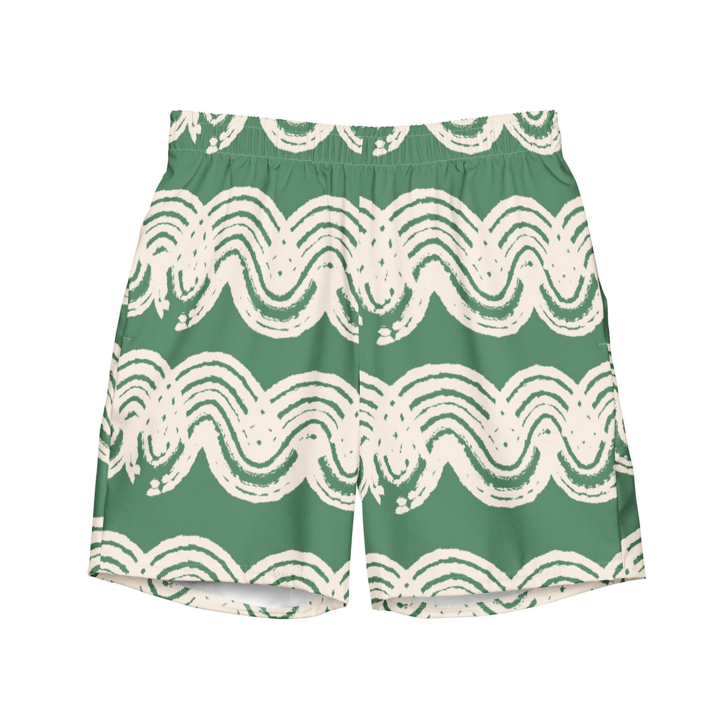 Green Matcha Swirl Men&#39;s swim trunks