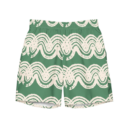 Green Matcha Swirl Men&#39;s swim trunks