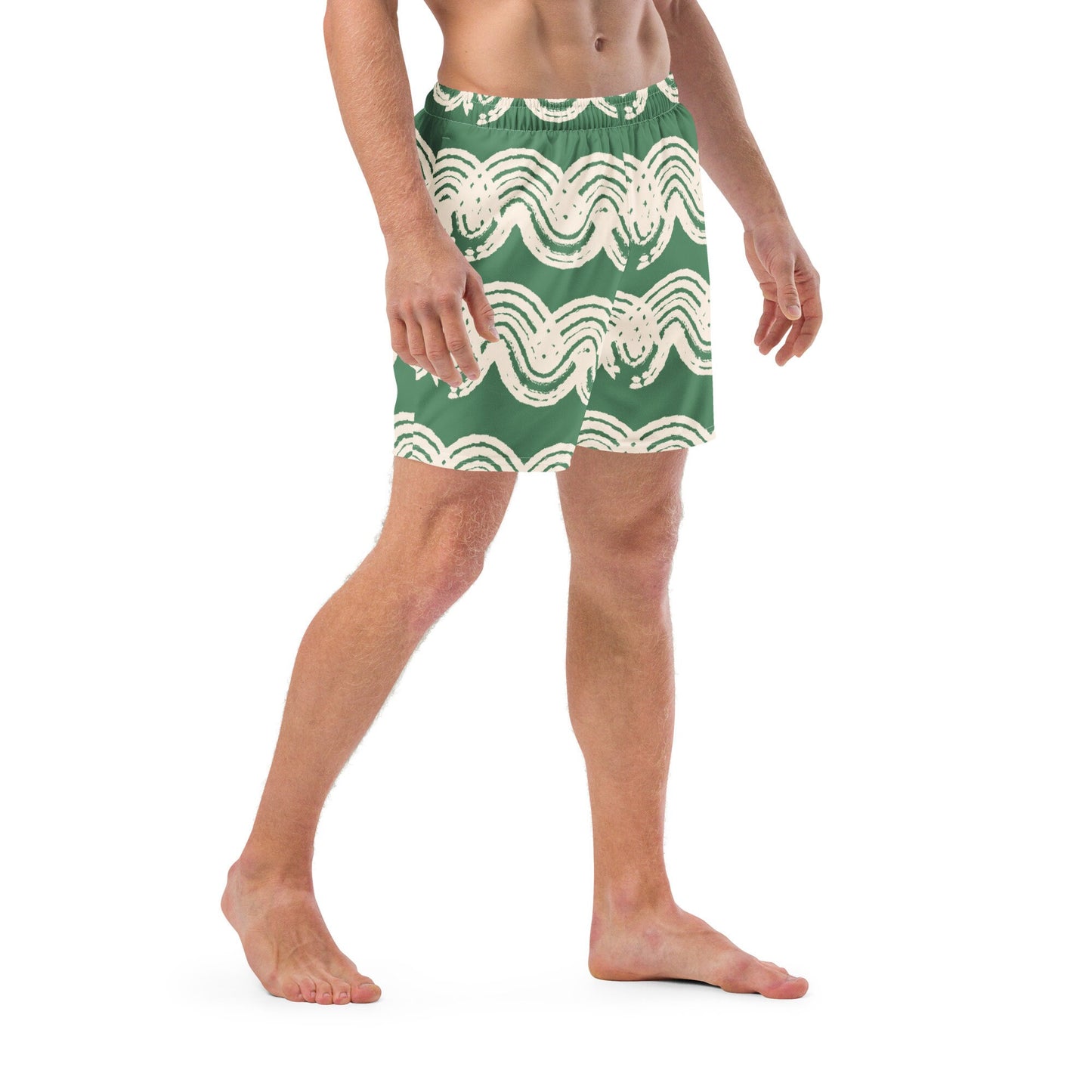 Green Matcha Swirl Men&#39;s swim trunks