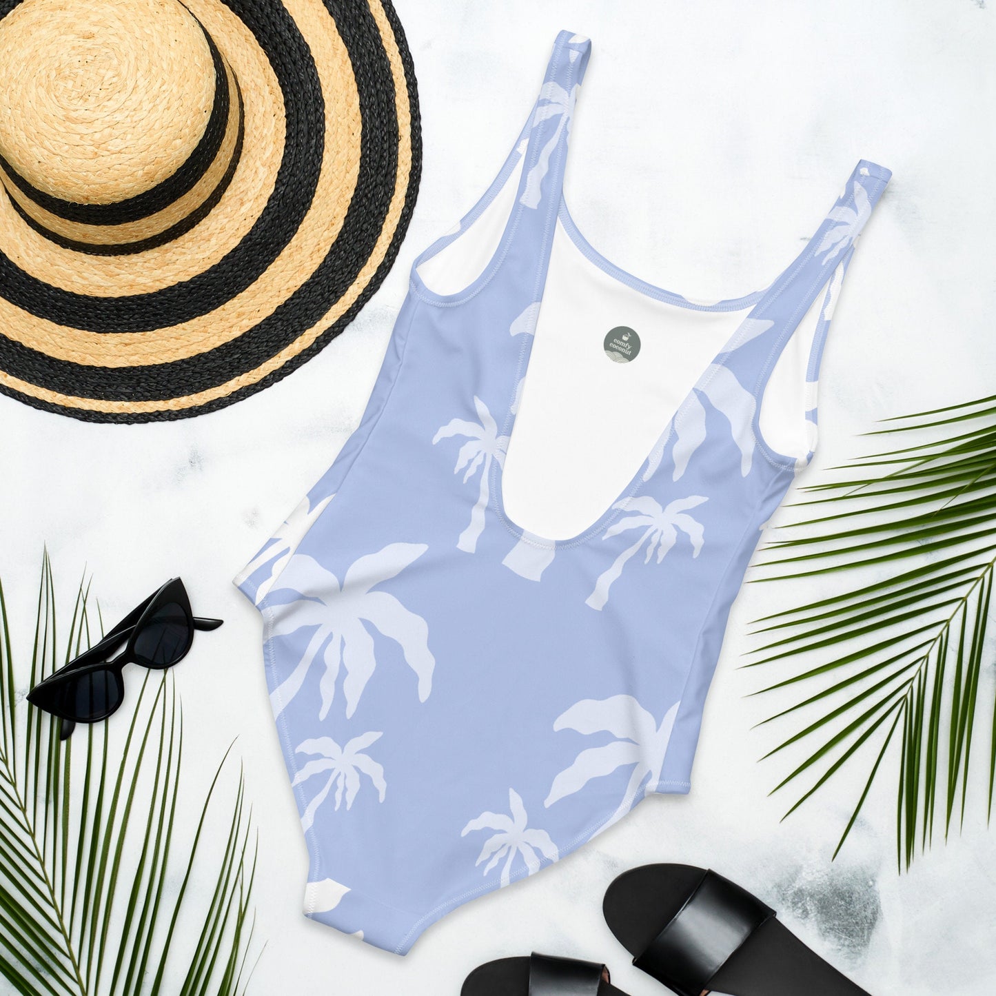 Purple Palm Tree One-Piece Swimsuit