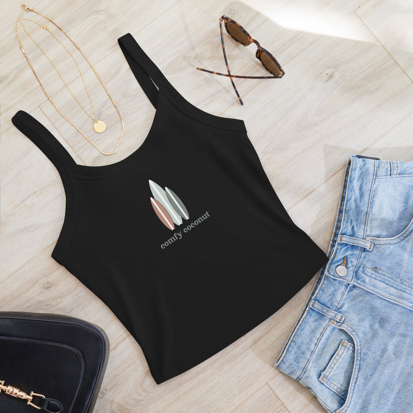 Comfy Coconut Surfboard Ribbed Tank Top