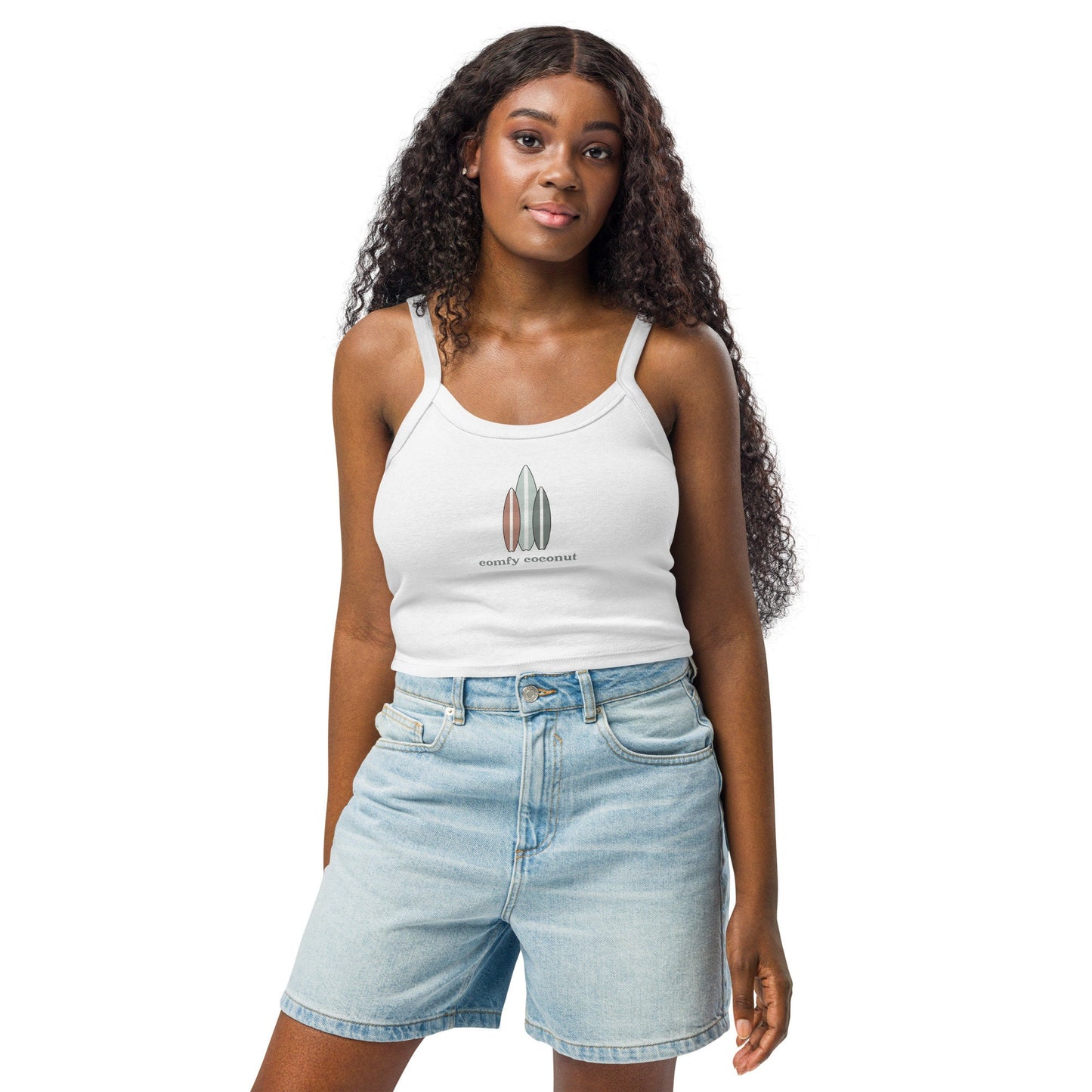 Comfy Coconut Surfboard Ribbed Tank Top