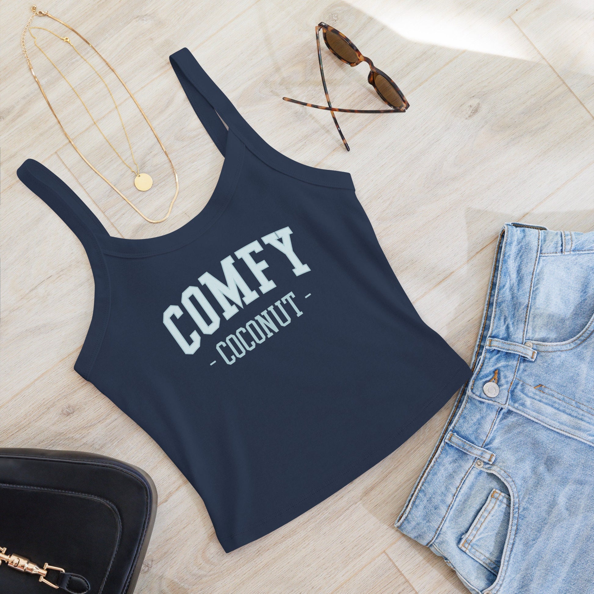 Comfy Coconut College Ribbed Tank Top