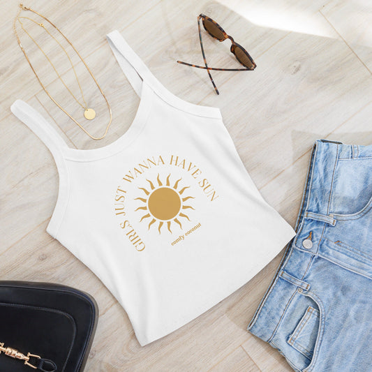 Girls Just Wanna Have Sun Ribbed Tank Top | Comfy Coconut